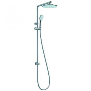 Colonna a Muro con Deviatore 2 Vie, Ceramica, Soffione ABS 230 mm, Flessibile Antitorsione 1500 mm