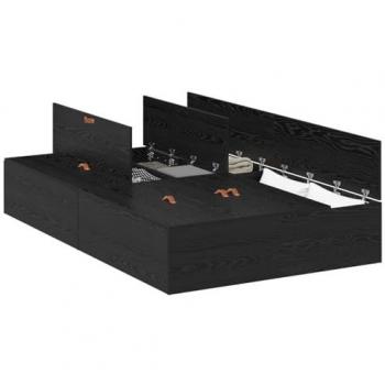 Bettgestell VidaXL – Stauraum in Schwarz, Eichenoptik 120 × 200 cm