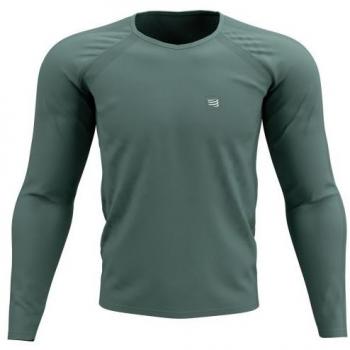 Compressport Maglia Sportiva Uomo Verde Maniche Lunghe