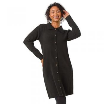Robe Shift en Maille Noir, Taille Petite – Roman