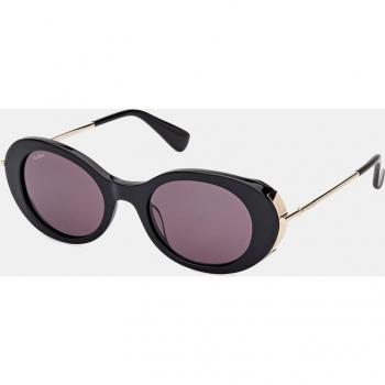 Max Mara Shiny Black Smoke Round Acetate Sunglasses, 51mm