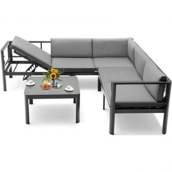 Canapé de jardin en aluminium avec coussins inclus