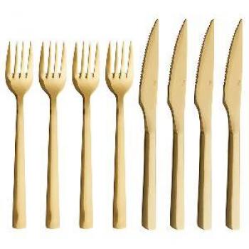 Couverts à steak RAW 8 pièces dorés en inox