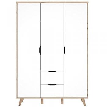 Armoire Scandinave VANKKA – Décor Chêne et Blanc Mat