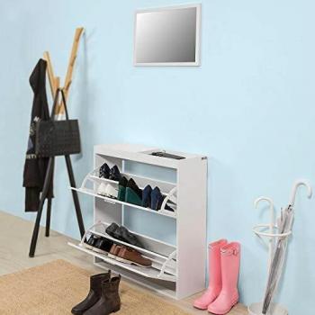 Salvaspazio Scarpiera con Specchio 80x24x85 cm – FSR61‑W