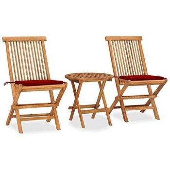 Garten-Essgruppe aus massivem Teakholz mit Kissen und Klappmechanismus