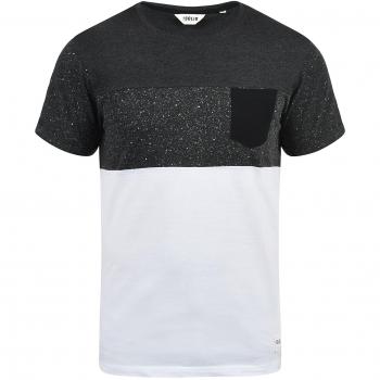!Solid Kold Herren T-Shirt Kurzarm Shirt Mit Streifen Und Rundhalsausschnitt 100% Baumwolle, Größe:M, Farbe:Dunkelgrau Melange