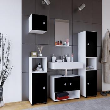 Intola VCM 5‑teiliges Badmöbel-Set mit Hochschrank, Unterschrank, Spiegel und Hängeschrank