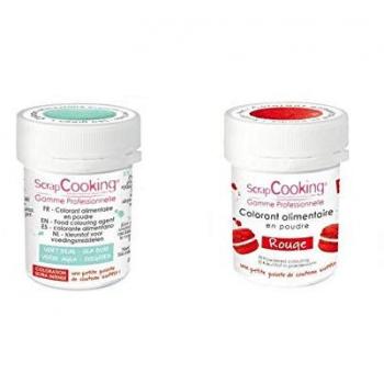 Colorants alimentaires en poudre rouge et vert d'eau