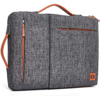 Sac de transport pour ordinateur portable avec protection antichoc, poignée et sangle, gris, pour 10 à 17