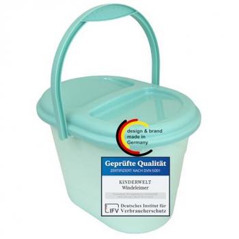 KiNDERWELT Premium Aquamarin Windeleimer für Babys, deckelfest