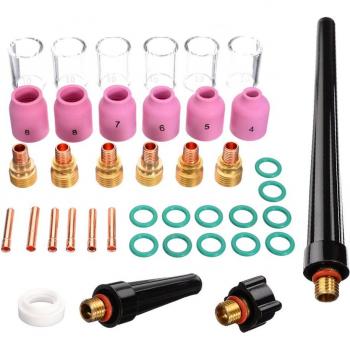 TIG Soudage 40 pièces (torche 9/20/25) – Kit Lentille 1,0‑3,2 mm