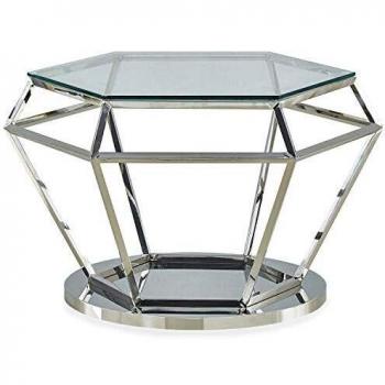 Table basse Aston Menzzo INOX Verre Argent 80x80x45 cm