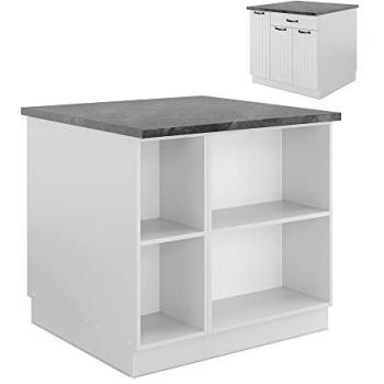 Vicco Kücheninsel Fame-Line, 90 cm, Weiß Landhaus, mit Schublade, ohne Arbeitsplatte
