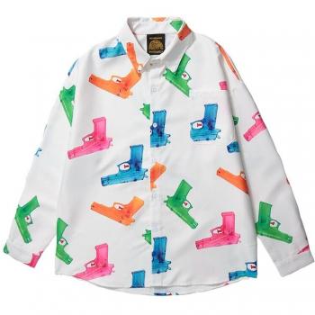 LINDSEY SEADER Hip Hop Style Long Sleeve Shirt with Toy Guns Design