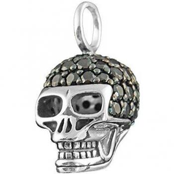 Pendente Argento 925 con Teschio di Pavé Nero