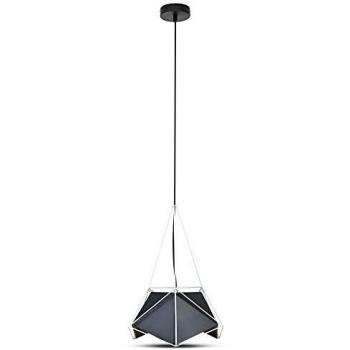 Lampadari e Pendenti Lampadario led Poliedrico in Metallo con Portalampada E27 (Max 60W) Colore Nero e Telaio Bianco