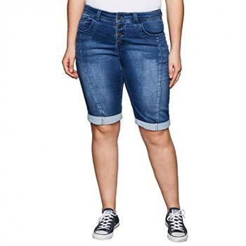 Sheego Sweat-Denim Bermudas mit Teilungsnaht in Blau, Größe 54 für Damen