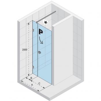 Porte niche en verre, SCANDIC NXT 102, sans profilé, paroi fixe