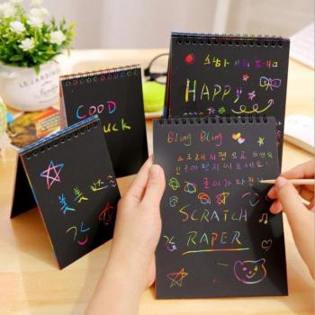 Black Scratch Paper Drawing Kit with Wooden Pen