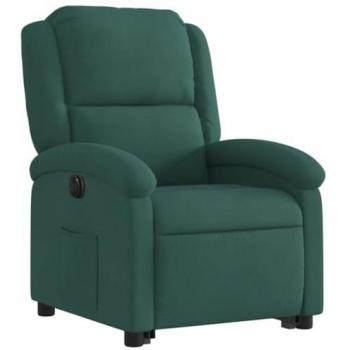 Día y Noche Sillón eléctrico reclinable elevable de terciopelo verde oscuro