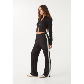 Pantalone Nero S Soft Stradivarius con Bottoni Laterali