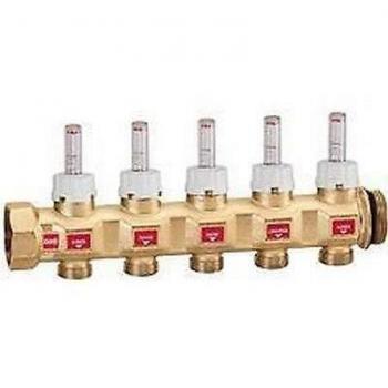 Collecteur complet Caleffi 5 sorties avec débitmètres intégrés