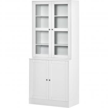 HOMCOM Hochschrank 178,5 cm mit Glastür für Wohnzimmer und Küche