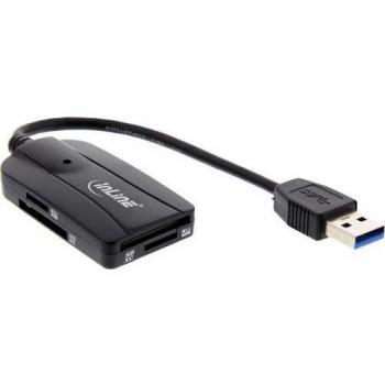 USB 3.0 InLine Dual‑Lesegerät mit Kabel – SD, SDHC, SDXC und microSD (2x)