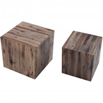 Couchtisch Set COLUMNA – 2x Beistelltisch aus massivem Treibholz