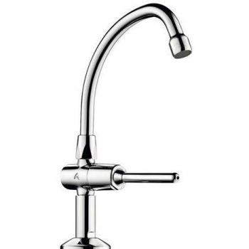 Robinet TEMPOSTOP Delabie Col de Cygne Laiton Chromé 150 mm