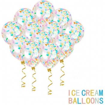 5pcs 12-Inch Latex Balloons with Ice Cream Confetti for Events
