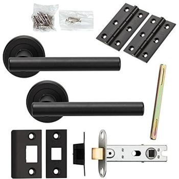 Matte Black Straight T‑Bar Latch & Handle Bundle – No Screws