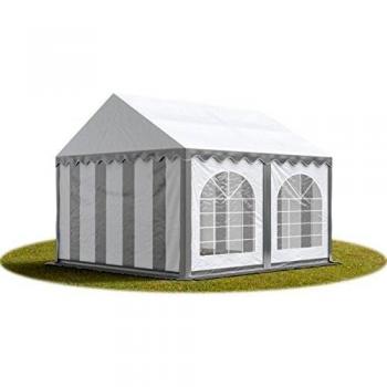 TOOLPORT 3x4m Partyzelt grau-weiß PVC 750 mit Bodenrahmen
