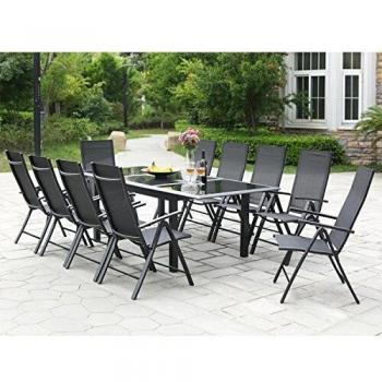 Tavolo da giardino CONCEPT U e 10 sedie in alluminio grigio Ravenne