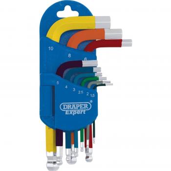 Draper Expert 9-piece Metric, Color-Coded Short Arm Ball End Hex Key Set