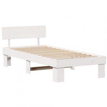 Lit Simple Blanc 90 x 190 cm en Bois Massif