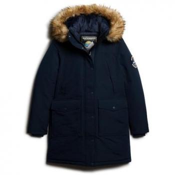 Superdry Parka Everest Finto Pelo Nero Navy Taglia M