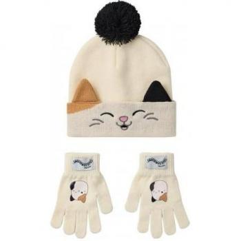 Squishy Cam the Cat Bear with Matching Beanie & Gloves – Beige