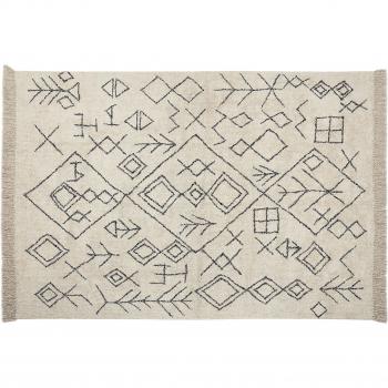 Tapis en Coton Beige 160 x 230 cm Motif Amérindien avec Franges