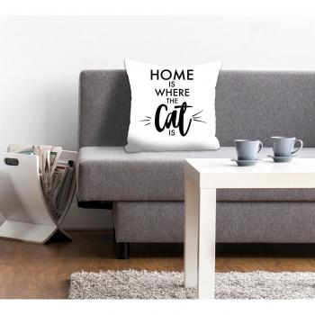 Queence Dekokissen „Home is Where the Cat Is“ – Haustier‑Sprüche für das Wohnzimmer