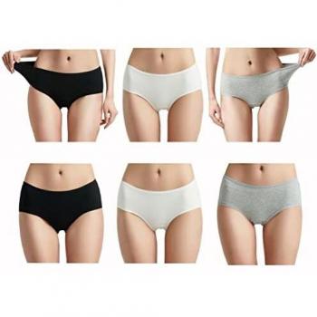 EKSHER Mutande da Donna in Cotone, Culotte Slip Vita Media, Set 6 (Nero, Bianco, Grigio), XS