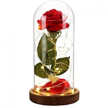 Dream of Flowers Fleurs éternelles, Verre de Rose Glamour avec dôme en