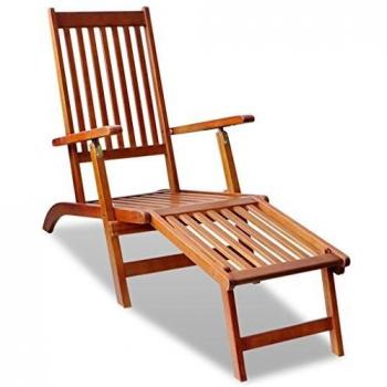 Silla de jardín con reposapiés de madera maciza de acacia