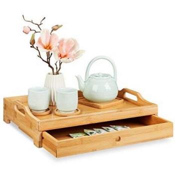 Bamboo Serving Platter with Handles, 10 x 43 x 31 cm, Natural