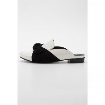 Mules cuoio bianco con fiocco e effetto coccodrillo, larghezza H, taglia 42, per donna