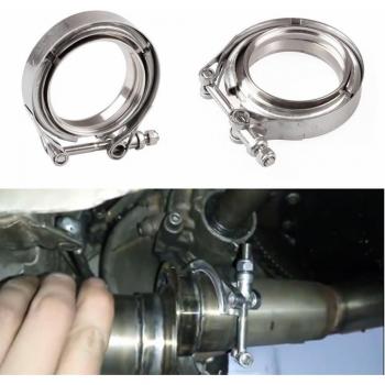 Sujetador V-Band SS304 (2‑4″) con pasadores M/F para turbo