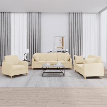 Suite Sofá 3 piezas Crema VidaXL