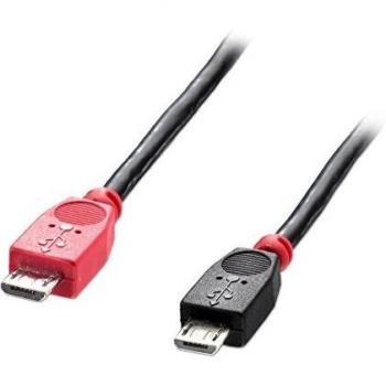LINDY USB-Kabel USB-Micro-B Stecker, USB-Micro-B Stecker Schwarz mit OTG-Funktion