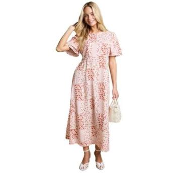 Dorothy Perkins Women's Floral Angel Sleeve Midi Dress, 10
